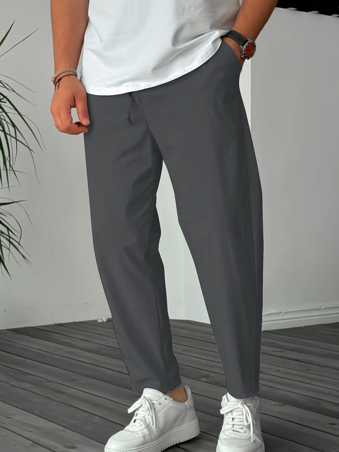 Essential Tapered Trousers with Drawstring